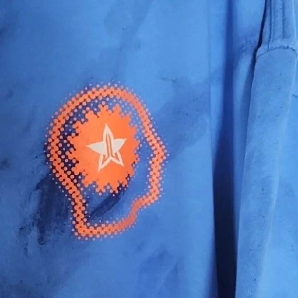 Jeffree Star Blue Tie-Dye Hoodie with Orange Logo - Picture 2 of 6